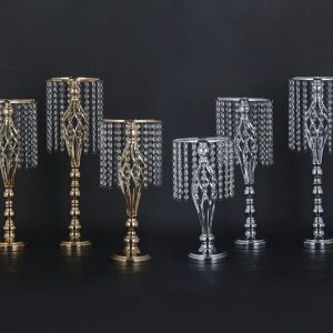 Wedding Centerpiece Metal with Crystal Bead Chandelier