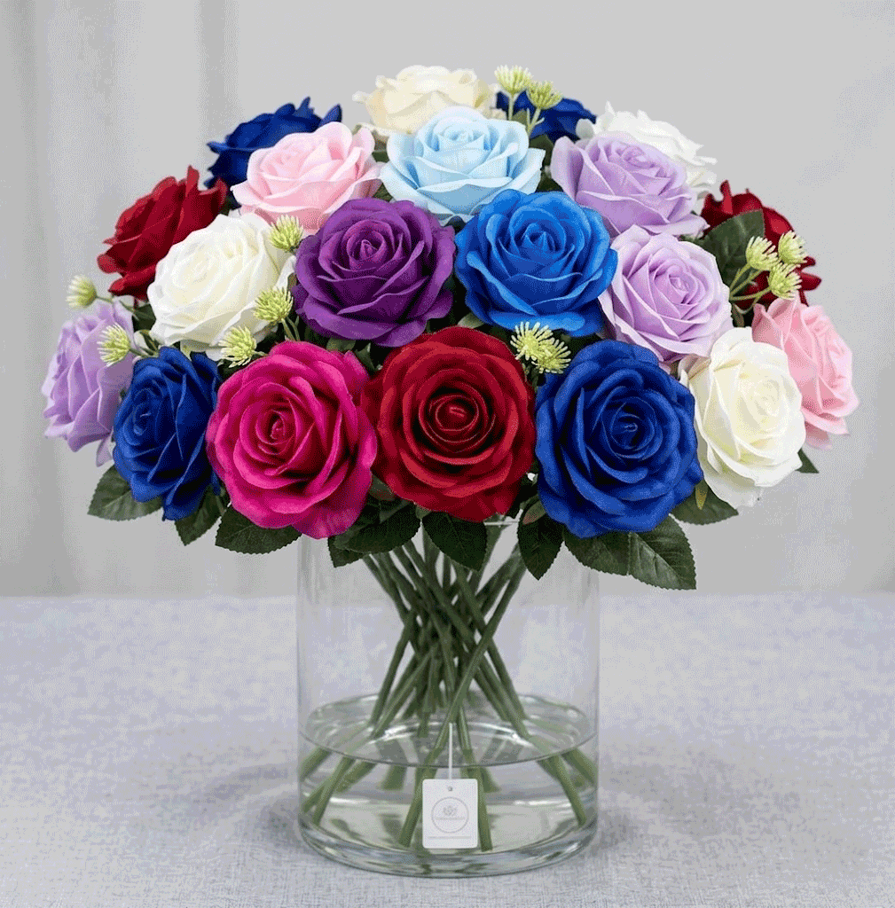 9-Heads Rose Bouquet Bush with Single Stem - Image 3
