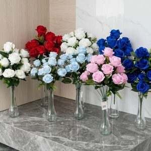 18-Heads Faux Rose Bouquet Bush with Greenary