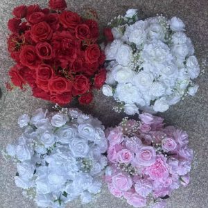 (YH) 16" Artificial Rose Floral Hemisphere with Foam Base – Table Centerpiece Decor for Weddings & Anniversary Parties (Copy)